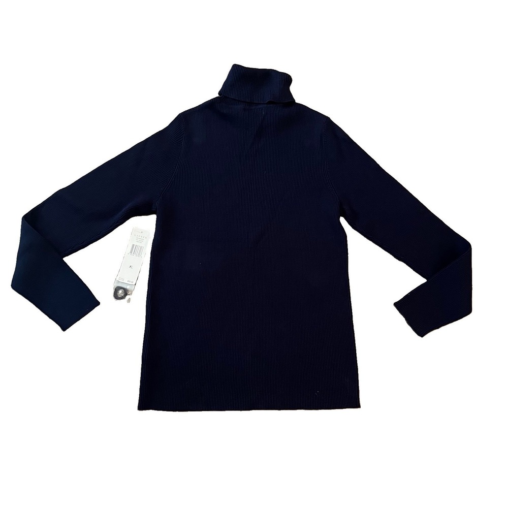New Lauren Ralph Lauren Turtleneck Sweater XL Ribbed Pullover Navy Blue - Picture 2 of 5